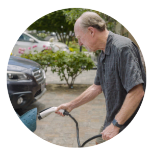 Person plugging in an EV to charge