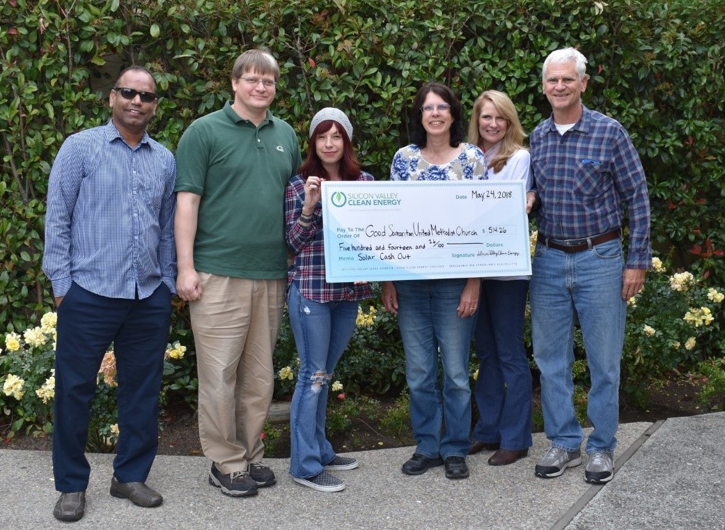 Solar cash out check to Good Samaritan