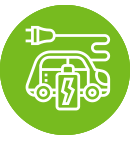 icon of an electric car with a battery, plug and car illustration
