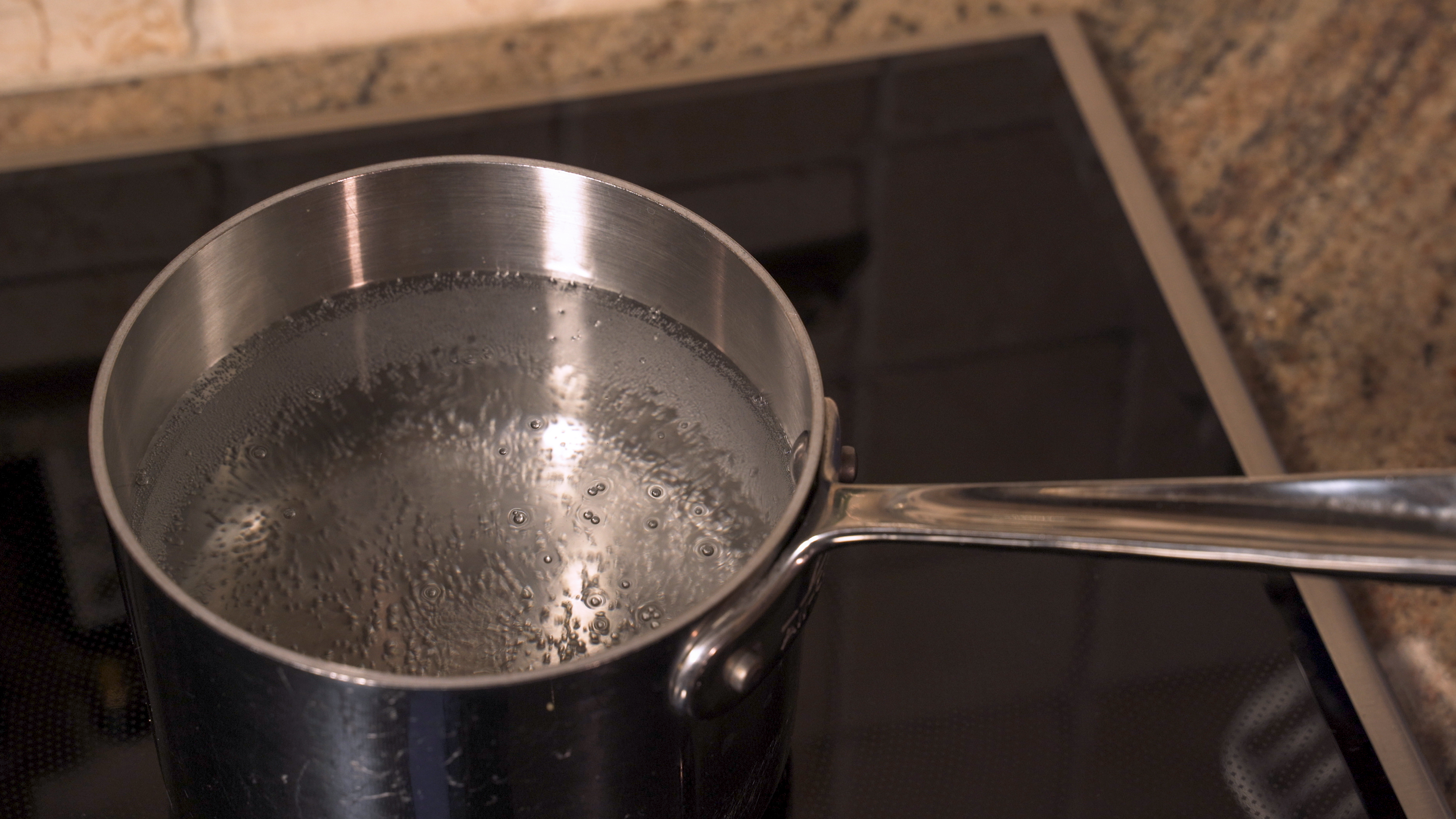 image of a pot of boiling water on an induction cooktop