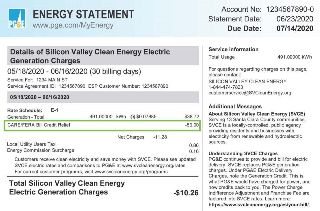 image of a sample bill with callout