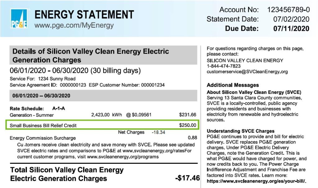 image of a sample bill
