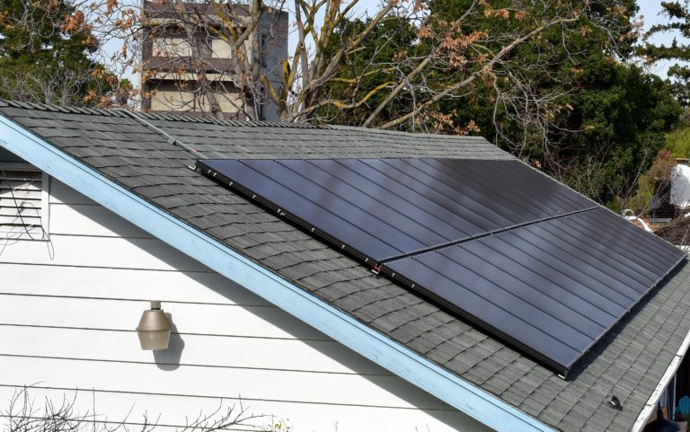 Solar panels on a rooftop