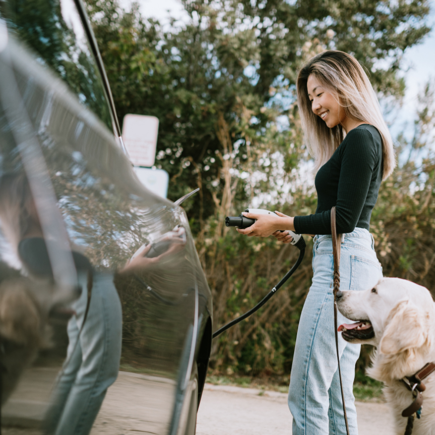 EV Rebate - woman at car