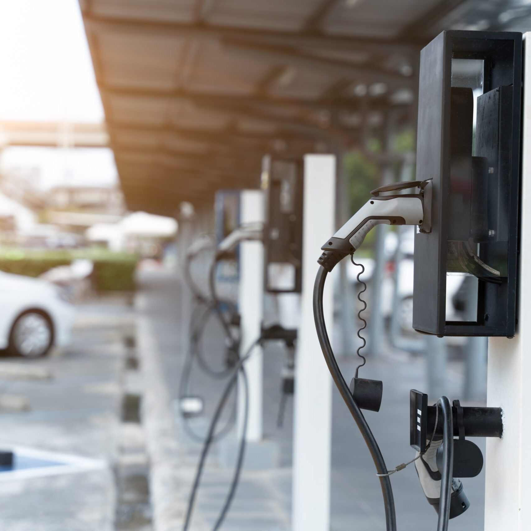 Coche,Eléctrico,Encendido,Estación,De,Carga,Para,Coche,Eléctrico,Fuente,De,Alimentación,Para