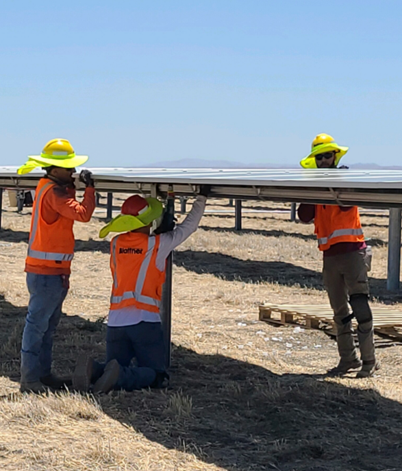 construction professionals installing solar solar infrastructure