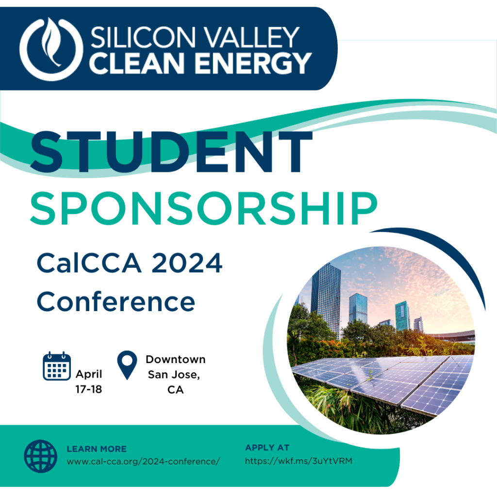 At Silicon Valley Clean Energy, we're committed to building a sustainable future for our communities. But we can't do it alone. That's why we're thrilled to announce our sponsorship of five students or staff members from local community colleges to attend the 2024 CalCCA Annual Conference. . .